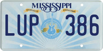 MS license plate LUP386