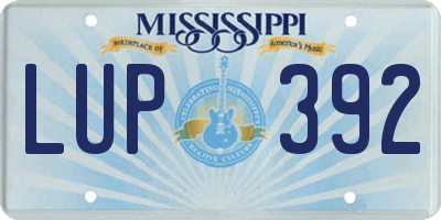 MS license plate LUP392