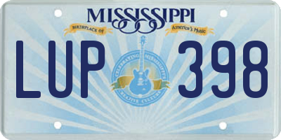 MS license plate LUP398