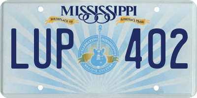 MS license plate LUP402