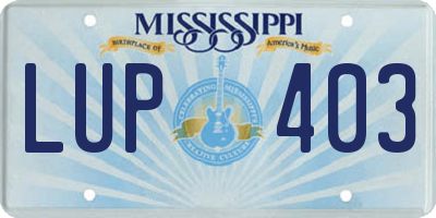 MS license plate LUP403