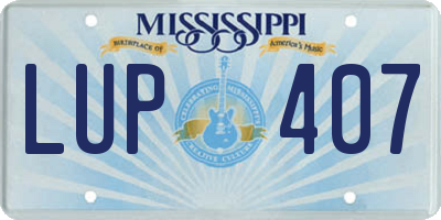 MS license plate LUP407