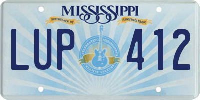 MS license plate LUP412