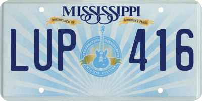 MS license plate LUP416