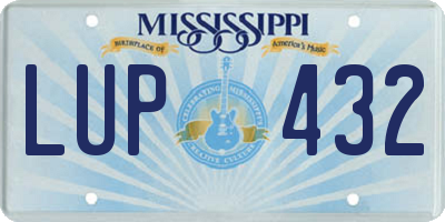 MS license plate LUP432