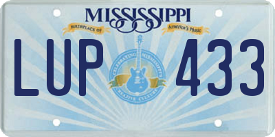 MS license plate LUP433