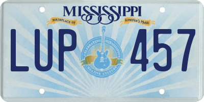 MS license plate LUP457