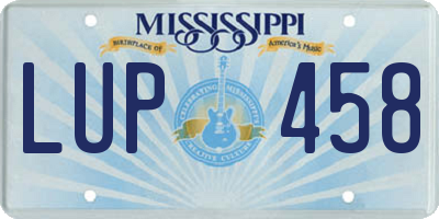 MS license plate LUP458