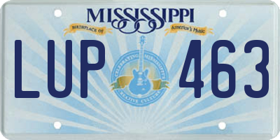 MS license plate LUP463