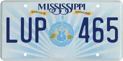 MS license plate LUP465
