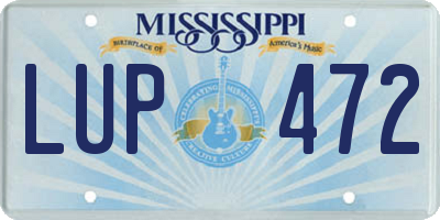 MS license plate LUP472