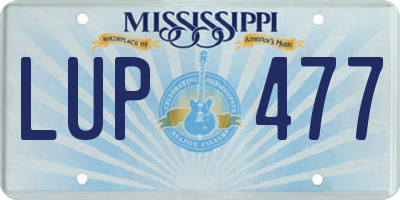 MS license plate LUP477