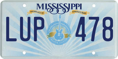 MS license plate LUP478