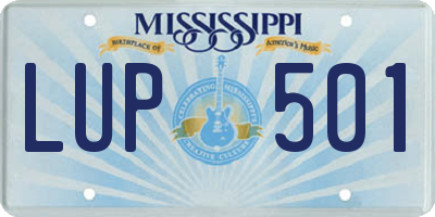MS license plate LUP501