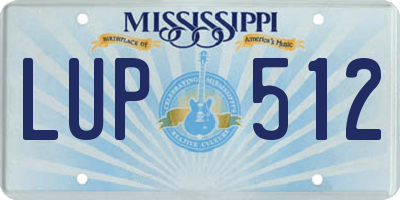 MS license plate LUP512