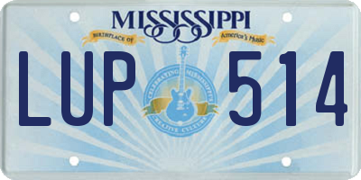 MS license plate LUP514