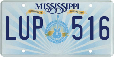MS license plate LUP516
