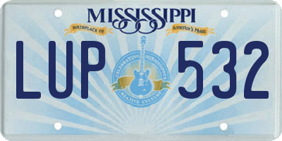 MS license plate LUP532