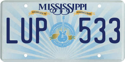 MS license plate LUP533