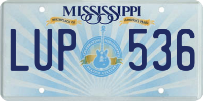 MS license plate LUP536