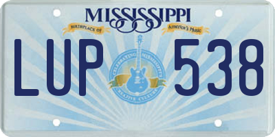MS license plate LUP538