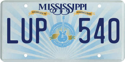 MS license plate LUP540