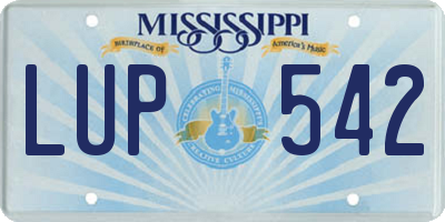 MS license plate LUP542