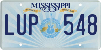 MS license plate LUP548