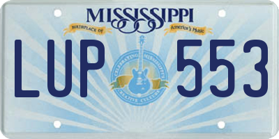MS license plate LUP553