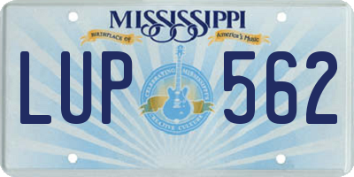 MS license plate LUP562