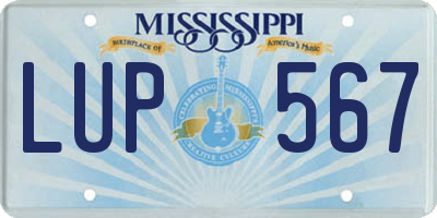 MS license plate LUP567