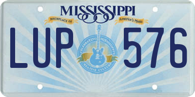 MS license plate LUP576