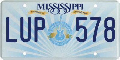 MS license plate LUP578