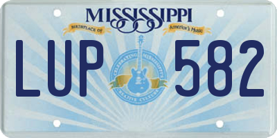 MS license plate LUP582