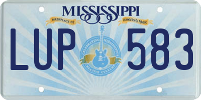 MS license plate LUP583