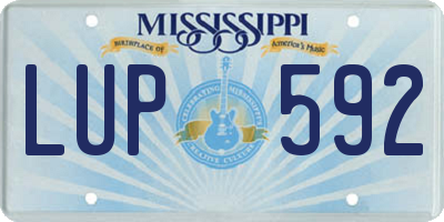 MS license plate LUP592