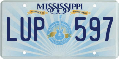 MS license plate LUP597