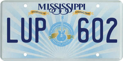 MS license plate LUP602
