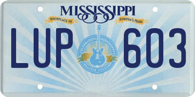 MS license plate LUP603