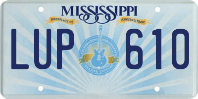 MS license plate LUP610