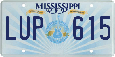 MS license plate LUP615
