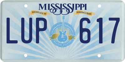 MS license plate LUP617