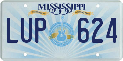 MS license plate LUP624
