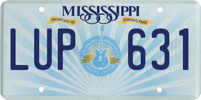 MS license plate LUP631