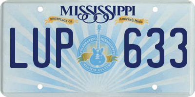MS license plate LUP633