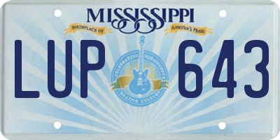MS license plate LUP643