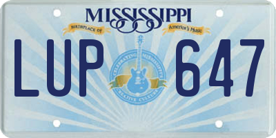 MS license plate LUP647