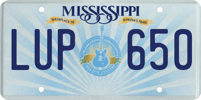 MS license plate LUP650