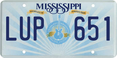 MS license plate LUP651