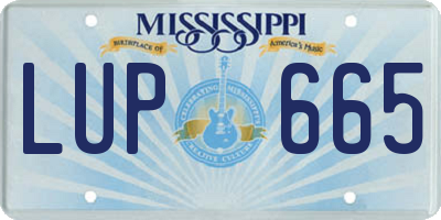 MS license plate LUP665